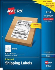 TrueBlock(R) Shipping Labels Inkjet 5.5×8.5in White 2-up 25-sheets 50/PK – 5EA