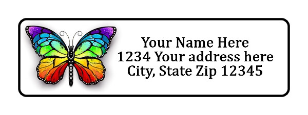 400 Colorful Butterfly Personalized Return Address Labels 1/2 inch by 1 3/4 inch