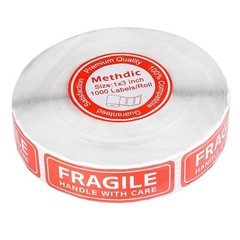Methdic Fragile Stickers 1×3 Inch 1 Roll 1000 Labels