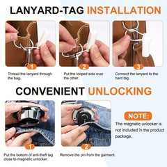 10Pcs Security Hard Tags RF 8.2MHz Clothes Hard Tags with Lanyards, Light Gray