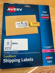 Avery Shipping Labels 5263 – 2″ Width X 4″ Length 250 / Box