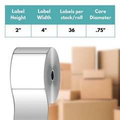 Mobile Direct Thermal Shipping Labels 4″ x 2″ No Ribbon Required 36 Rolls/Case