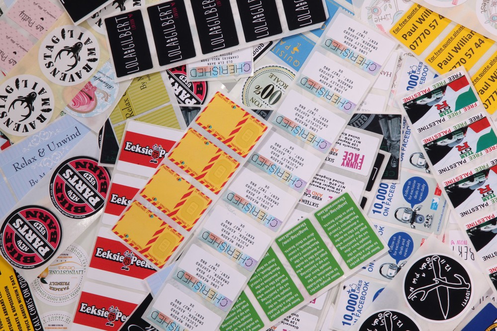 500 FULL COLOUR Printed (63×38) Self Adhesive/sticky Paper Labels CUSTOM PRINTED