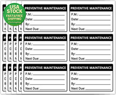 Preventative Maintenance Stickers 3X2 Inch Adhesive Vinyl 200 Pcs Writable