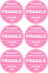 2 Inch 150PCS Pink Fragile Handle with Love Labels Stickers Shipping Mailing Car