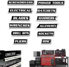 Magnetic Toolbox Labels Pack 12 Reusable Steel Drawer Cabinet Organizer