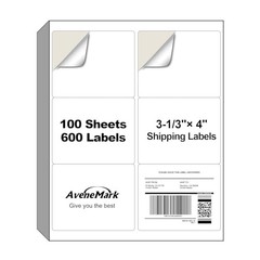 600 Shipping Address Labels 3-1/3″ x 4″ 100 Sheets Laser Inkjet Printer Stickers