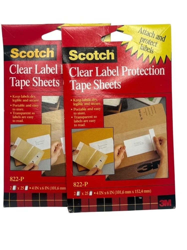 Lot 100 Scotch 822-P Clear Label Protection Tape Sheets 4 in x 6 in NEW J1