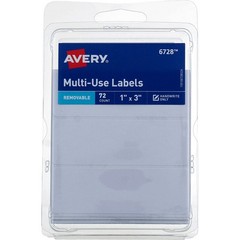 2 Pack Avery Multi-Use Labels, 1in X 3in, Removable, White 6728, 72 Ct