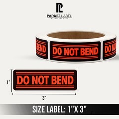 DO NOT BEND Stickers 1″x3″ Neon Red Labels – 250/Roll – Shipping Warning Labels
