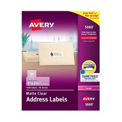 Avery Printable Address Labels with Sure Feed Technology, 1″ x 2-5/8″, Matte …