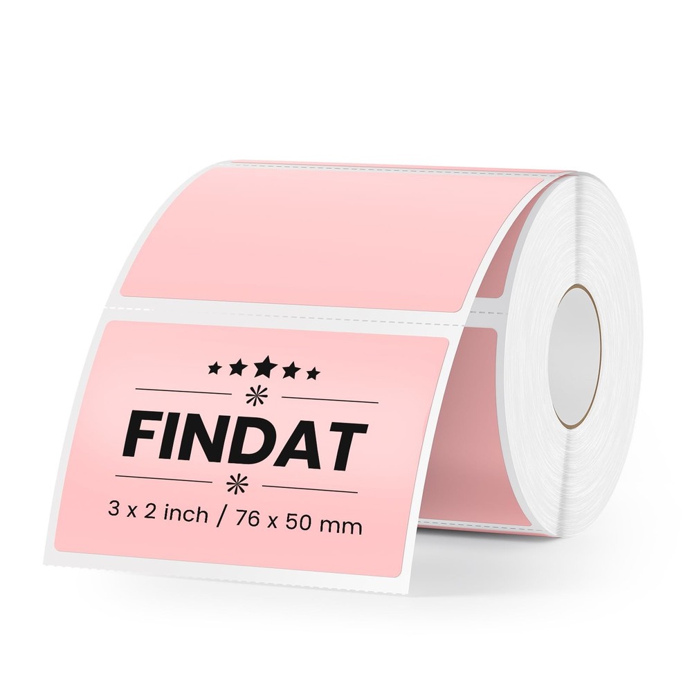 2×3 Inch Vinyl Thermal Labels Pink Rectangle Waterproof Direct Printer Sticke…