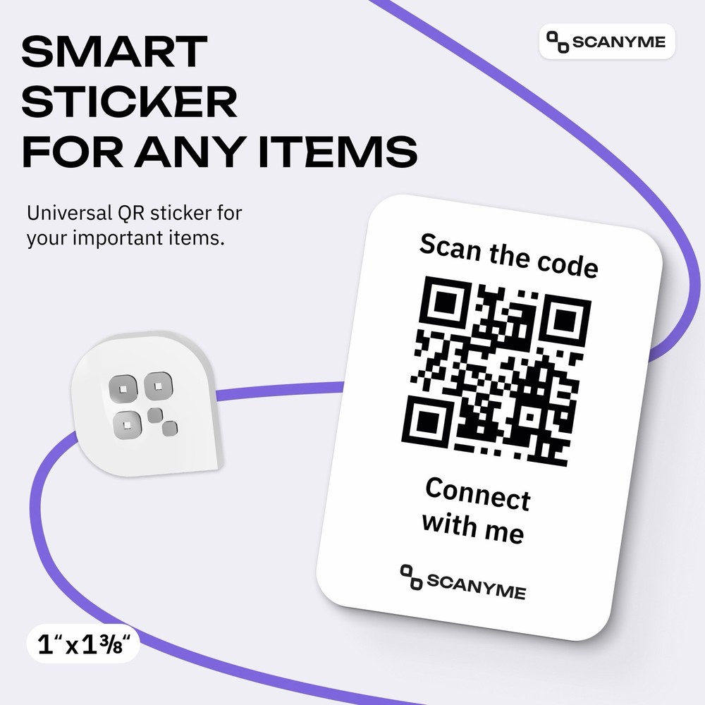 ScanyMe Smart QR Sticker – Lost & Found Tag for documents, Bags & Keys