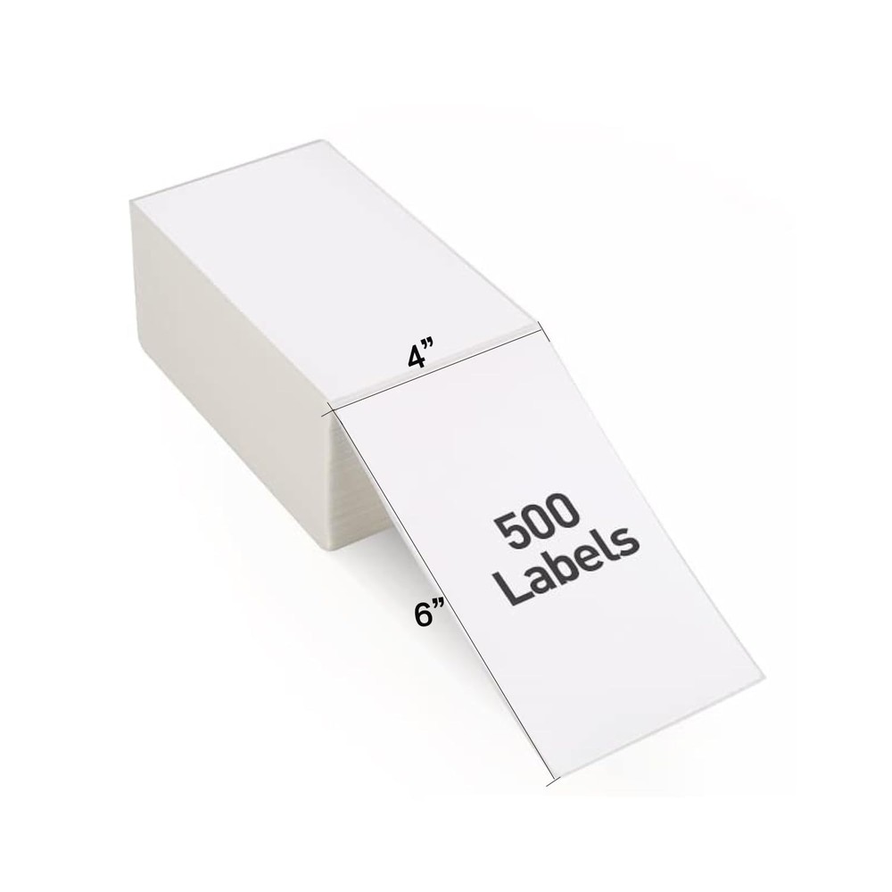 Fanfold 4”x 6” Direct Thermal Shipping Labels Self Adhesive, 500 Postage Mail…