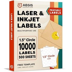 1.5″ Round Printable Labels – 10,000 Blank Stickers for Business, QR Codes, Than