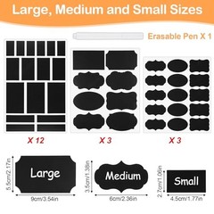 273 Pcs Labels for Jars, Waterproof Reusable Chalkboard Labels | for Food