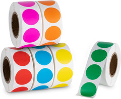 3000 Pcs Colored Dot Stickers, 1″ round Color Coding Labels, 6 Colors, 500 Label