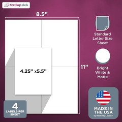 Self-Adhesive Rectangle Stickers – 1000 Labels – 4 Per Sheet