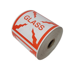 4×4 GLASS Fragile Warning Shipping Handling Stickers Labels per 4 rolls of 250