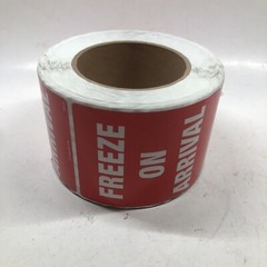 Freeze On Arrival Stickers 4″ x 3″ Roll of 500 White On Red Labels