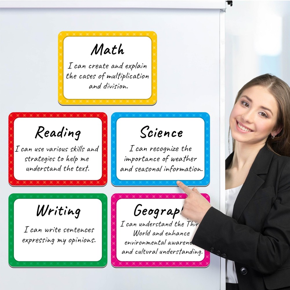 5 PCS Large Magnetic Labels, 5 Colors Reusable Dry Erase Blank Magnets Write …