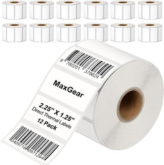 Direct Thermal Labels 2.25″ X 1.25″, 12Rolls 12000 Lables for Thermal Shipping L