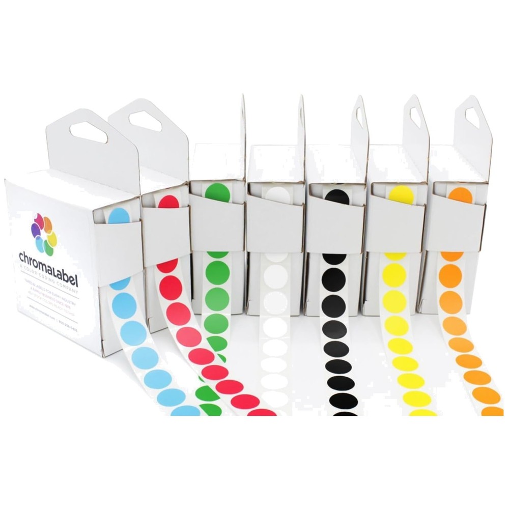 Color Code Dot Labels, 0.5 Inch, 7 Colors, 1000ct Dispenser