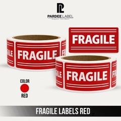 250 Fragile Labels 2×3 Red – Shipping Warning Stickers Roll