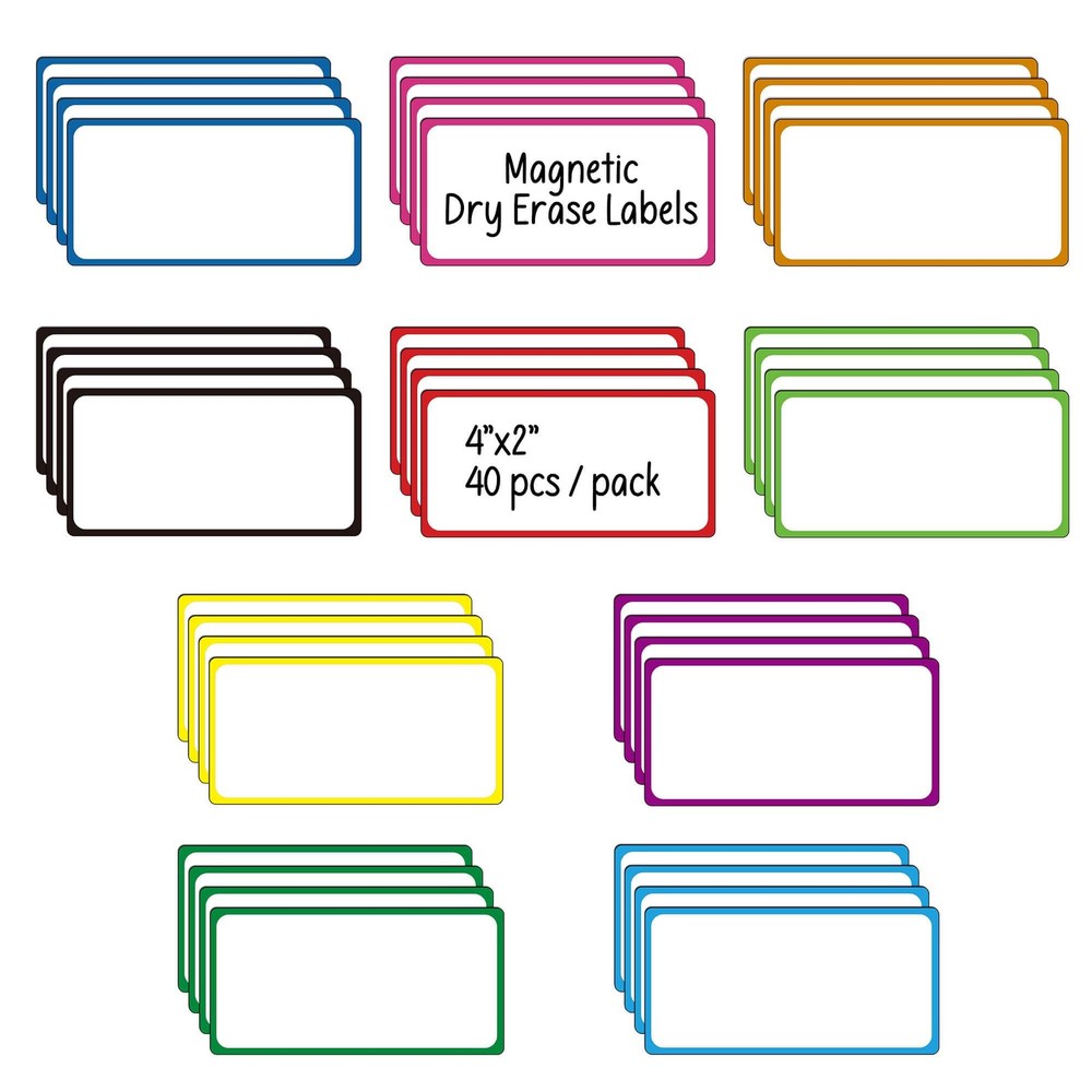 Dry Erase Magnetic Labels: 40PCS, 4×2” Magnets Name Tags Plates for School Cl…