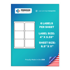600 4″ x 3.33″ Self Adhesive Shipping Address / FBA Labels 6 per sheet * 6 up *
