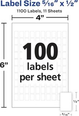 Avery Multi-Use Removable Labels, 5/16″ x 1/2″, White, Non-Printable, 1,100 Blan