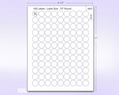 8-1/2″ x 11″ 63 Labels per Sheet – 1″ Round – 250 Sheets