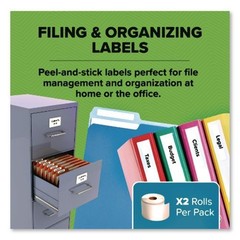 DYMO LabelWriter 1-UP File Folder Labels, 0.56×3.43″, 130/Roll, 2 Rolls/PK
