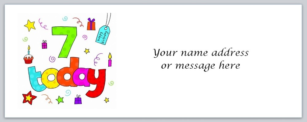 Personalized Return Address Labels 7th Birthday Buy 3 get 1 free (bo 977)