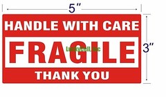 5000 Labels 3×5 Handle With Care Fragile Label Sticker 5 Rolls 1000 Per Roll
