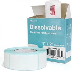 350 Stickers Dissolvable Food Labels 1X2 Inch for Containers 350 Labels per Roll
