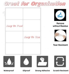 Removable Label Stickers for Organizing -200PCS 3 X 2 Inch Waterproof White Hand