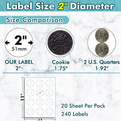 round Labels 2 Inch, Matte Waterproof Printable Circle Stickers for Inkjet and L
