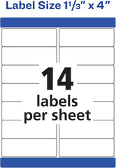 Waterproof Labels with Ultrahold Adhesive, 1-1/3″ X 4″, Case of 7,000 Labels for