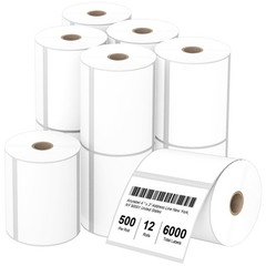4″x3″ Direct Thermal Shipping Labels – 12 Rolls, 500 Labels/Roll, Barcode Sticke