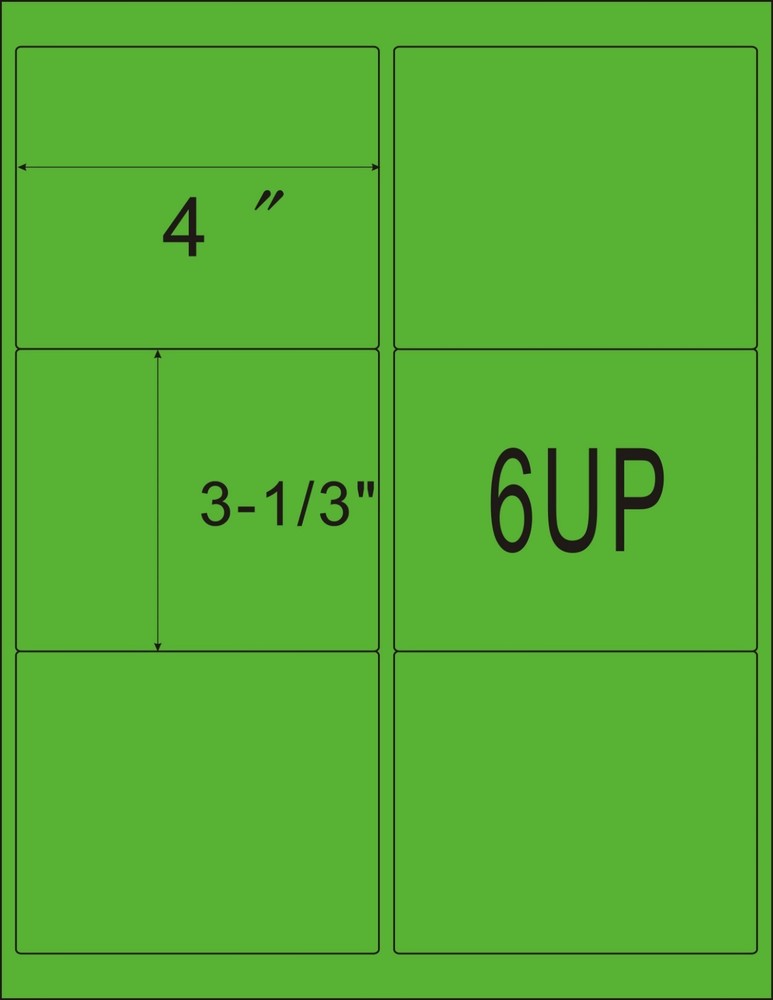 Green 600 Shipping Address / Amazon FBA / 6 Per Sheet 6UP 4″x3.33″ 100 Sheets