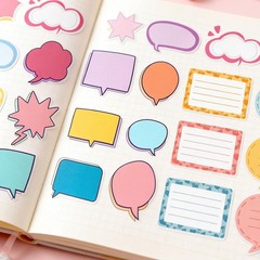 Colorful Blank Thought & Speech Bubble Sticker Labels for Scrapbooking,Planne…