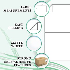 110 Sheets 220 Half Sheet Shipping Labels 8.5 x 5.5 Self Adhesive 200 + 20 EXTRA