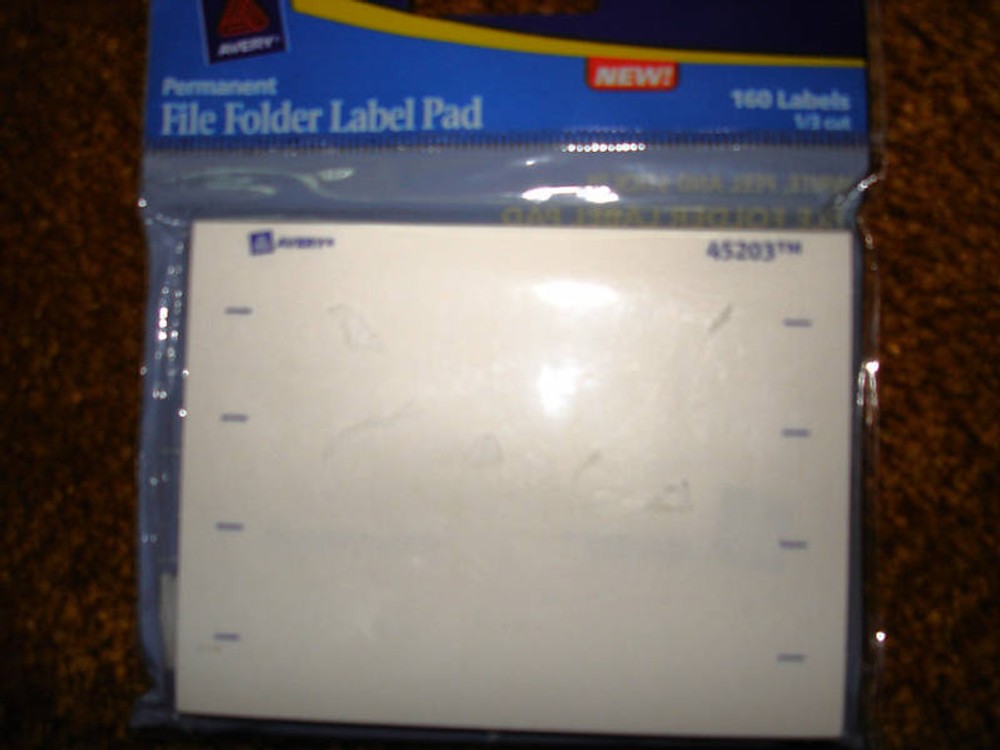 AVERY PERMANENT FILE FOLDER LABEL PAD 45203