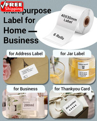 1.57″X1.18″(40X30Mm) Label, 6 Rolls M110/M100/M150/M250/M220 Thermal Paper – Mul