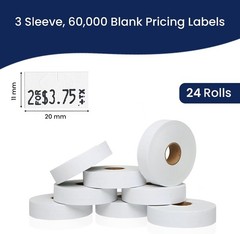 60,000 White Pricing Labels for Monarch 1131 – 24 Rolls