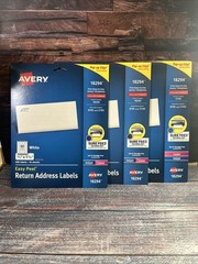 Avery Return Address Labels Laser/Inkjet 2/3 x 1 3/4 Inches White (18294)/3 Lot