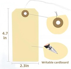 Pre-Strung Blank Shipping Labels with Wire, 120 PCS 4 3/4″ x 2 3/8″ Manila Ha…
