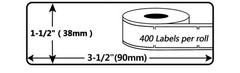 1-1/2″x3-1/2″(38 mm x 90 mm) DK-1208 Large Address 400 Labels for Brother x 5