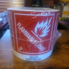 ULINE FLAMMABLE LIQUID 3 STICKER ROLL 4″x4″ Brand New never opened 500 stickers